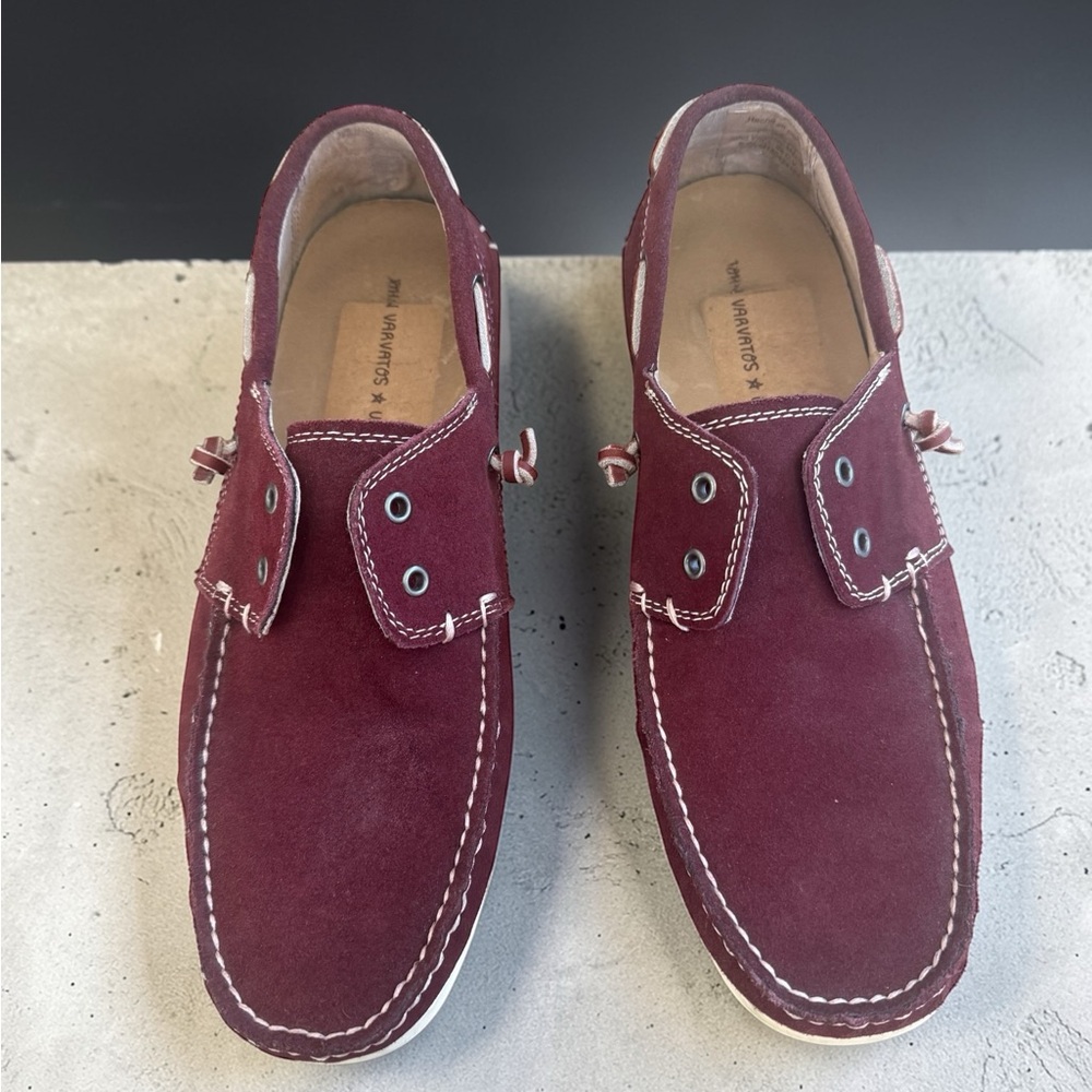 John Varvatos Suede Driving Loafers Burgundy Men’s Size 9 Luxury Casual